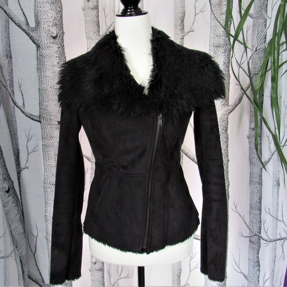 le chateau Faux Suede Fur Collar Short Winter Jacket - Picture 3 of 8
